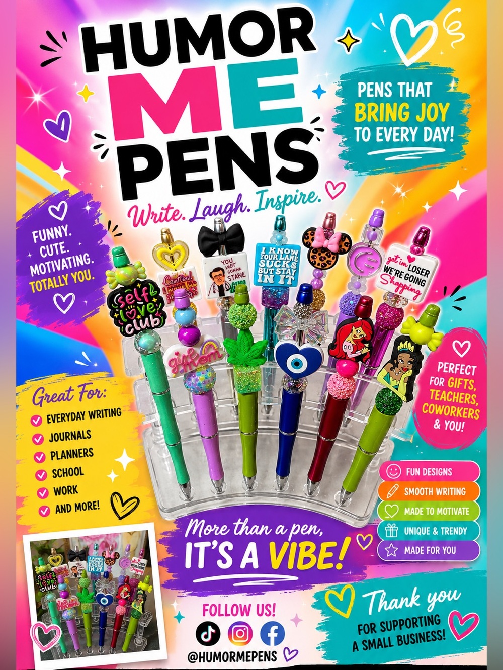 Fun Quote Pens with Colorful Charms